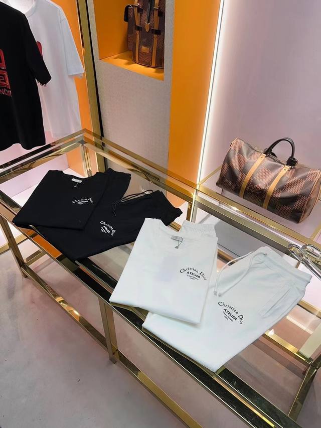 Dior春夏季纯棉短袖套装 黑色 白色 码数m-3Xl
